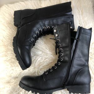 Black Lace-up Combat Boots